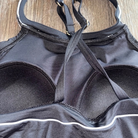 NWT Lands End Black with White Trim Swim Dress Sz 12 - Picture 6 of 11